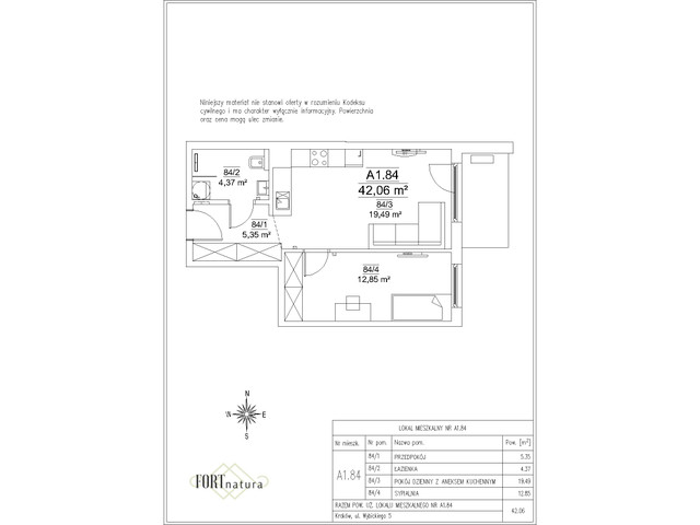 Mieszkanie w inwestycji Fort Natura Etap II, symbol A1.84 » nportal.pl