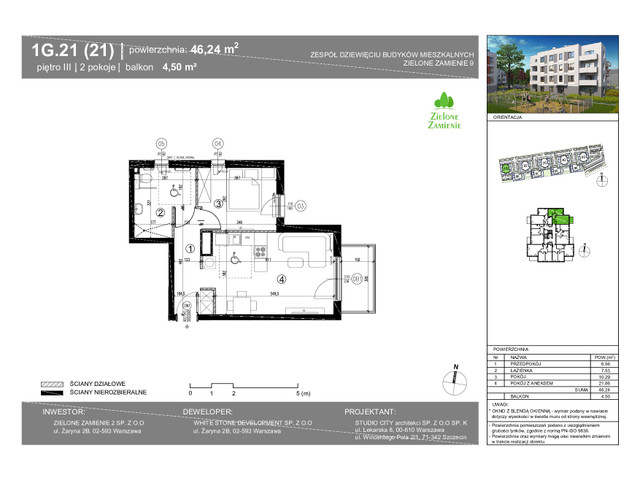 Mieszkanie w inwestycji Zielone Zamienie Etap IX, symbol 1G.21 » nportal.pl