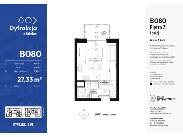 Mieszkanie w inwestycji Dyfrakcja Łódzka, symbol B080 » nportal.pl