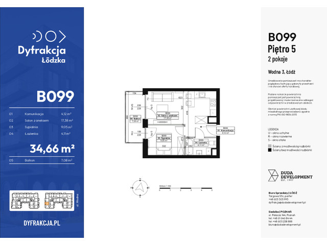 Mieszkanie w inwestycji Dyfrakcja Łódzka, symbol B099 » nportal.pl