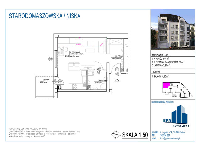 Mieszkanie w inwestycji Kamienica przy ul. Starodomaszowskiej, symbol M20 » nportal.pl