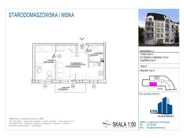 Mieszkanie w inwestycji Kamienica przy ul. Starodomaszowskiej, budynek Rezerwacja, symbol M3 » nportal.pl