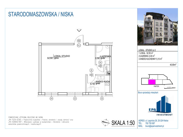 Komercyjne w inwestycji Kamienica przy ul. Starodomaszowskiej, budynek Rezerwacja, symbol L2 » nportal.pl