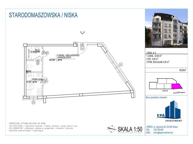 Komercyjne w inwestycji Kamienica przy ul. Starodomaszowskiej, symbol L4 » nportal.pl