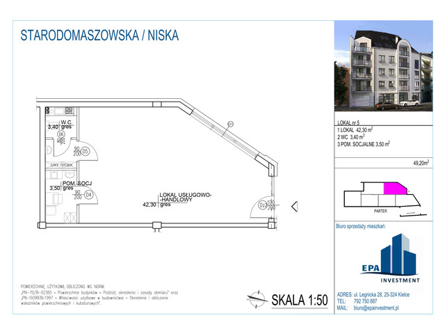 Komercyjne w inwestycji Kamienica przy ul. Starodomaszowskiej, symbol L5 » nportal.pl