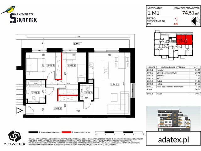 Mieszkanie w inwestycji Apartamenty Sikornik, symbol 2-M1 » nportal.pl