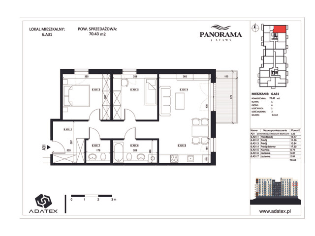Mieszkanie w inwestycji Panorama 3 Stawy, symbol 6.A31 » nportal.pl