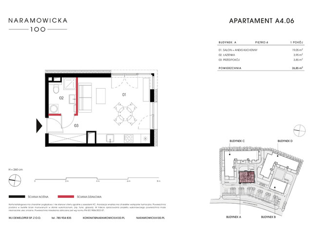 Mieszkanie w inwestycji Naramowicka 100, symbol A-A4.06 » nportal.pl