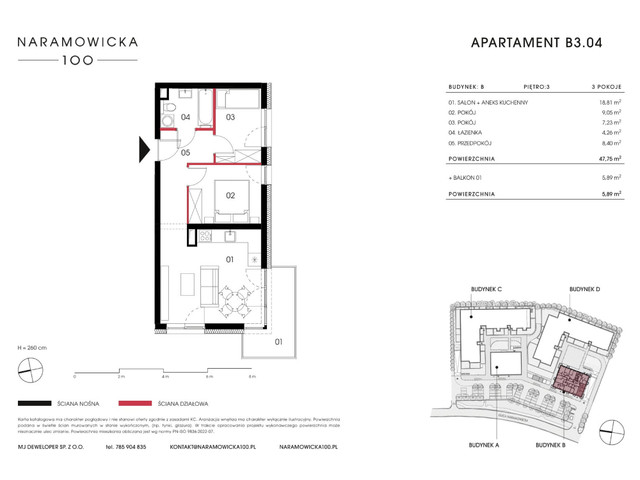 Mieszkanie w inwestycji Naramowicka 100, symbol B-B3.04 » nportal.pl