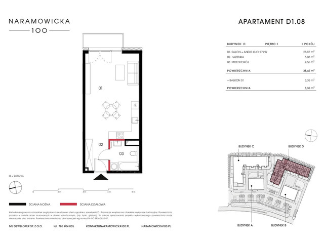 Mieszkanie w inwestycji Naramowicka 100, symbol D-D1.08 » nportal.pl