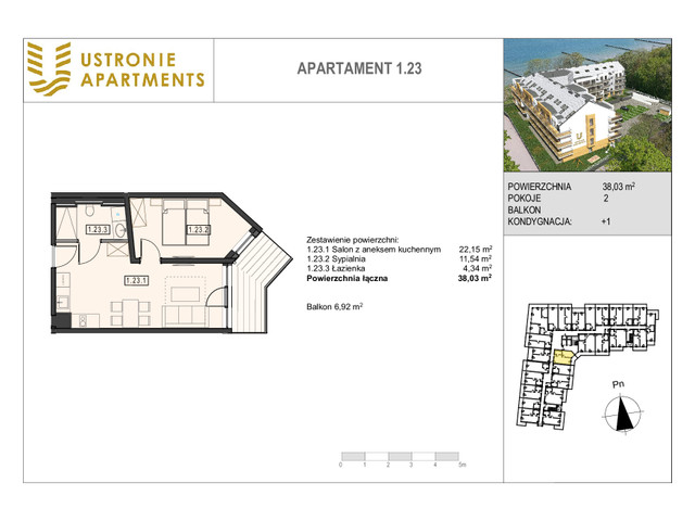 Mieszkanie w inwestycji Ustronie Apartments, budynek Deluxe, symbol 1_23 » nportal.pl