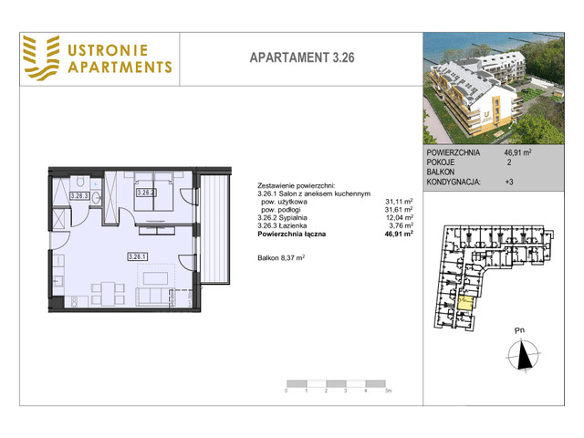 Mieszkanie w inwestycji Ustronie Apartments, budynek Deluxe, symbol 3_26 » nportal.pl